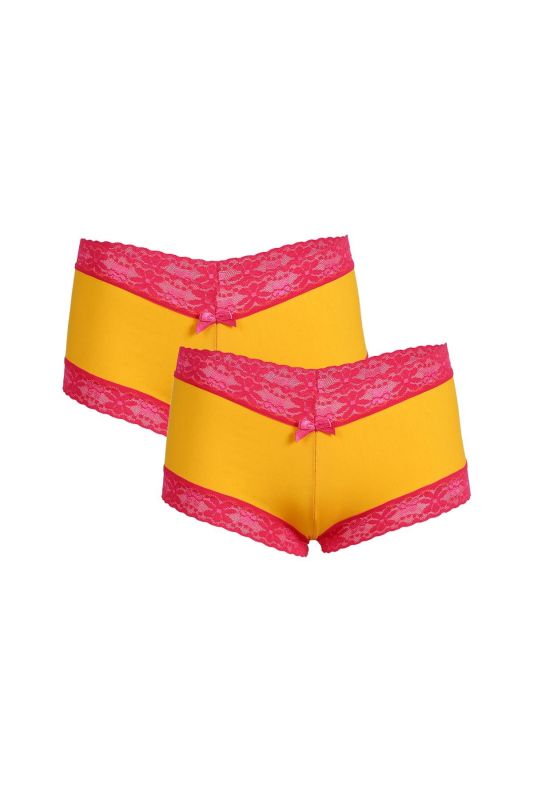 Moda Çizgi Kadın Pamuklu 2li Boxer Sarı 40265 - 1