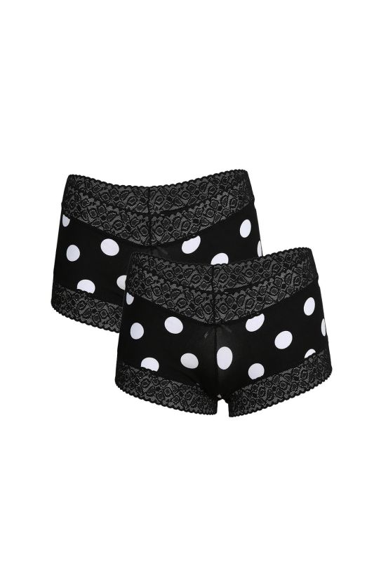 Moda Çizgi Kadın Pamuklu 2li Boxer Siyah 40269 - 1