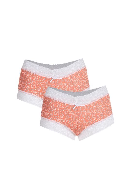 Moda Çizgi Kadın Pamuklu 2li Boxer Somon 40266 - 1