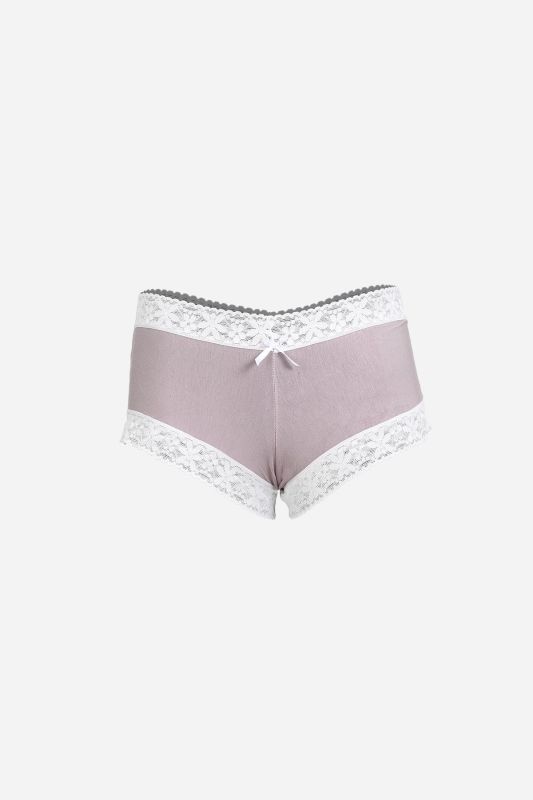 Moda Çizgi Kadın Pamuklu 2li Boxer Sütlü Kahve 40278 - 2