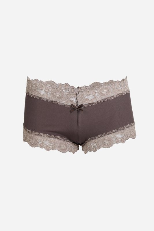 Moda Çizgi Kadın Pamuklu 2li Boxer Vizon 40278 - 2