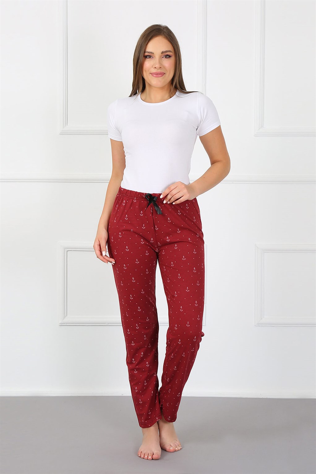 Moda Çizgi Kadın Pamuklu Alt Pijama 27442 - L