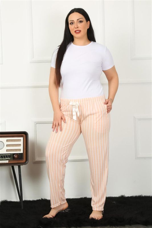 Moda Çizgi Kadın Pamuklu Büyük Beden Alt Pijama 27453 - 1