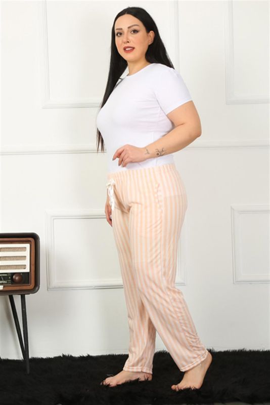 Moda Çizgi Kadın Pamuklu Büyük Beden Alt Pijama 27453 - 3