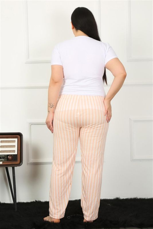 Moda Çizgi Kadın Pamuklu Büyük Beden Alt Pijama 27453 - 4