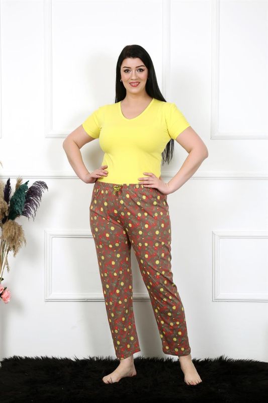 Moda Çizgi Kadın Pamuklu Büyük Beden Alt Pijama 27470 - 1