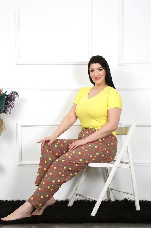 Moda Çizgi Kadın Pamuklu Büyük Beden Alt Pijama 27470 - 2