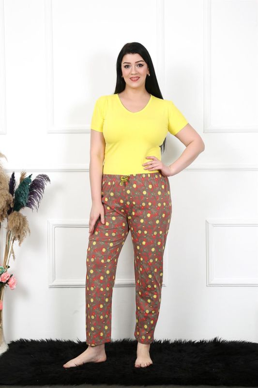 Moda Çizgi Kadın Pamuklu Büyük Beden Alt Pijama 27470 - 3