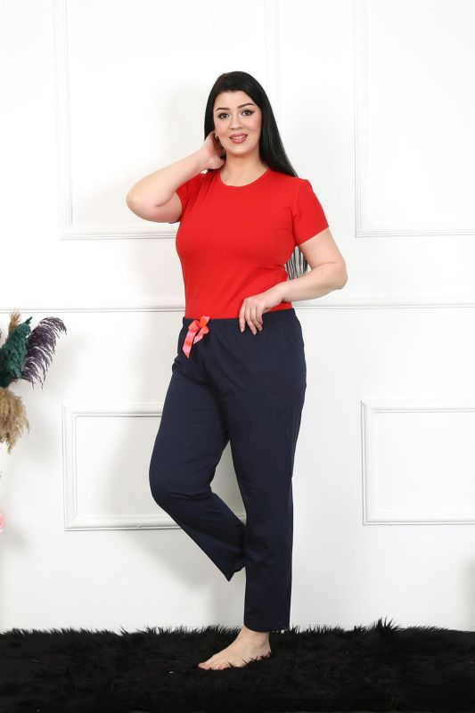 Moda Çizgi Kadın Pamuklu Büyük Beden Alt Pijama 27472 - 2