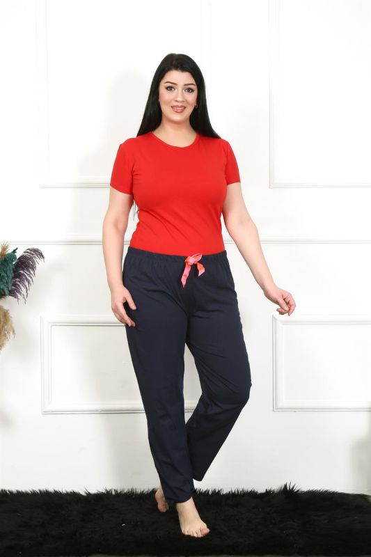 Moda Çizgi Kadın Pamuklu Büyük Beden Alt Pijama 27472 - 4