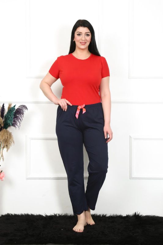 Moda Çizgi Kadın Pamuklu Büyük Beden Alt Pijama 27472 - 5