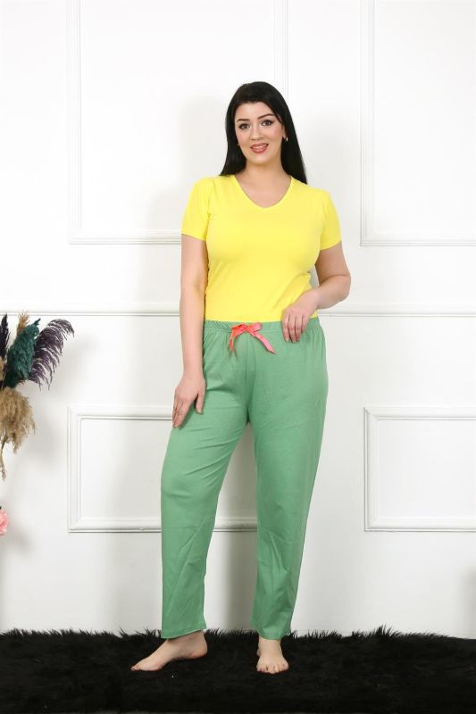Moda Çizgi Kadın Pamuklu Büyük Beden Alt Pijama 27473 - 1