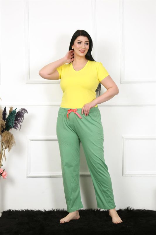 Moda Çizgi Kadın Pamuklu Büyük Beden Alt Pijama 27473 - 2