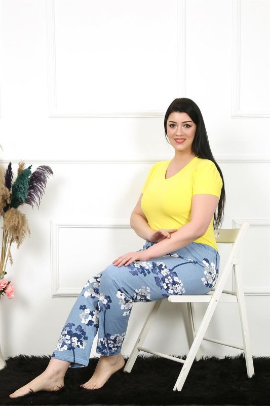 Moda Çizgi Kadın Pamuklu Büyük Beden Alt Pijama 27474 - 1