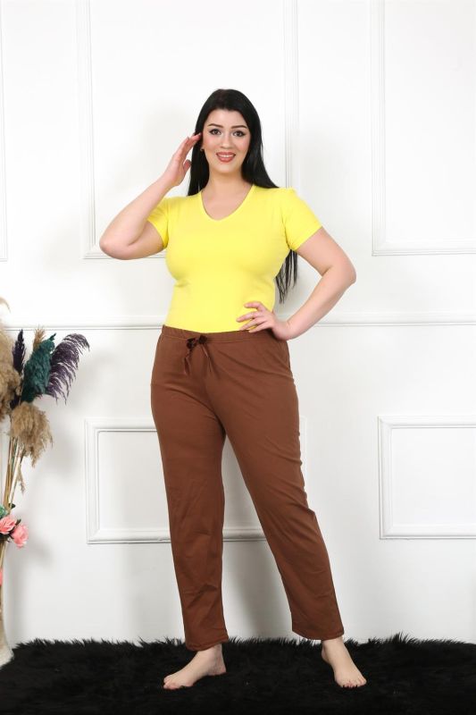 Moda Çizgi Kadın Pamuklu Büyük Beden Alt Pijama 27476 - 2