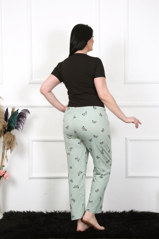 Moda Çizgi Kadın Pamuklu Büyük Beden Alt Pijama 27477 - 1