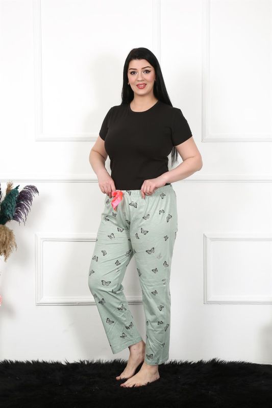 Moda Çizgi Kadın Pamuklu Büyük Beden Alt Pijama 27477 - 3