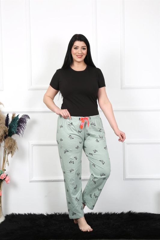 Moda Çizgi Kadın Pamuklu Büyük Beden Alt Pijama 27477 - 4