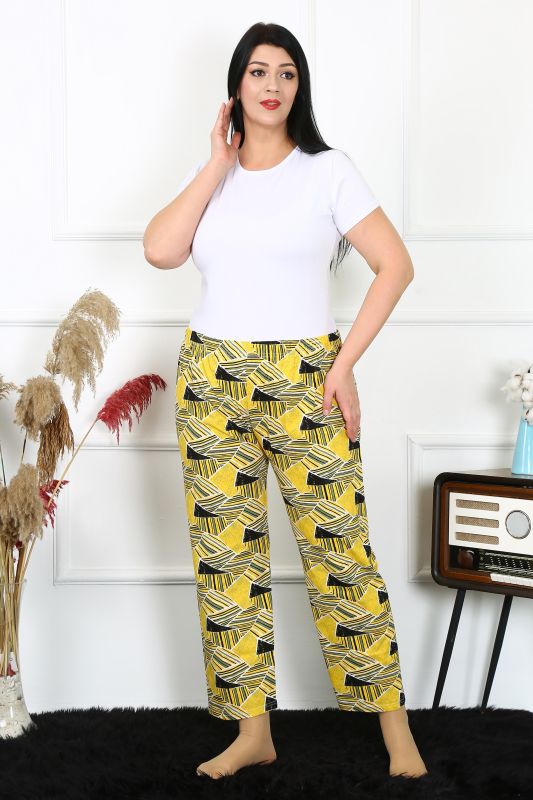 Moda Çizgi Kadın Pamuklu Büyük Beden Alt Pijama 27488 - 1