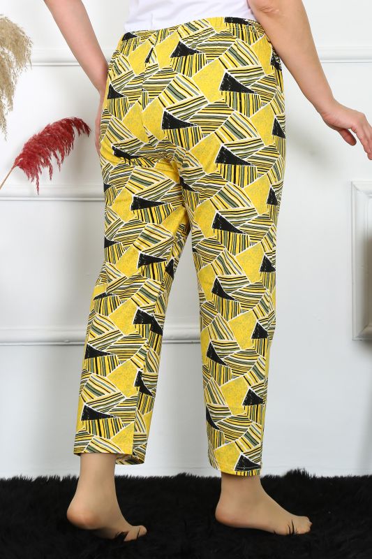 Moda Çizgi Kadın Pamuklu Büyük Beden Alt Pijama 27488 - 2