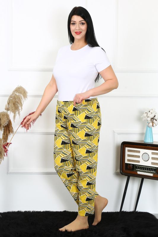 Moda Çizgi Kadın Pamuklu Büyük Beden Alt Pijama 27488 - 4