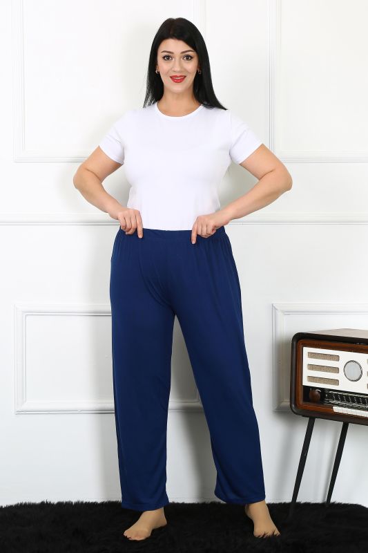 Moda Çizgi Kadın Pamuklu Büyük Beden Alt Pijama 27492 - 1
