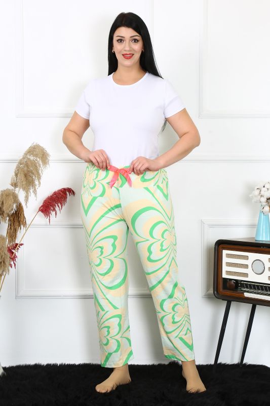 Moda Çizgi Kadın Pamuklu Büyük Beden Alt Pijama 27499 - 1
