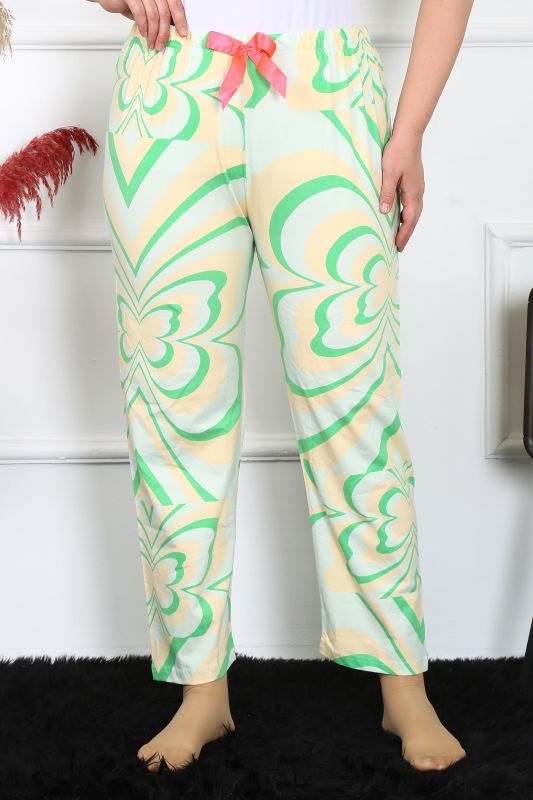 Moda Çizgi Kadın Pamuklu Büyük Beden Alt Pijama 27499 - 2