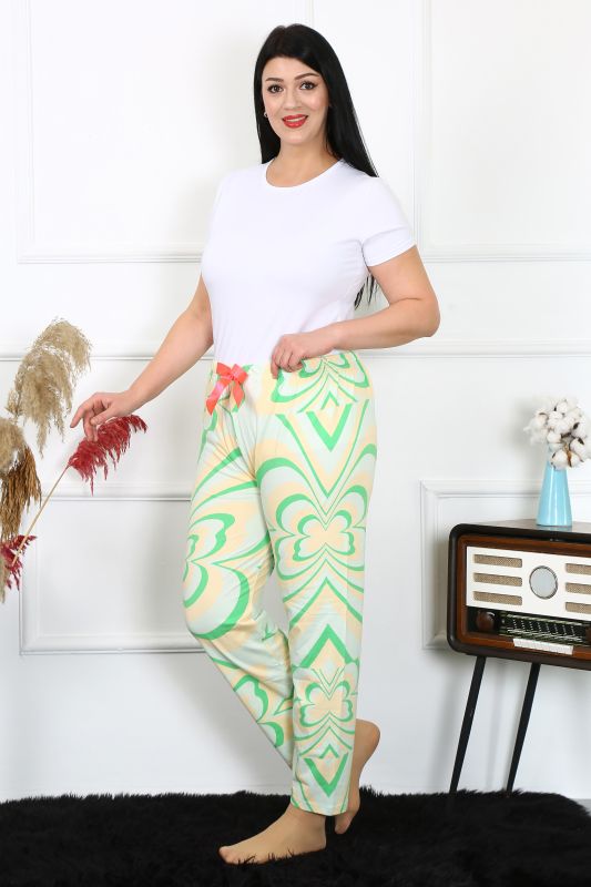 Moda Çizgi Kadın Pamuklu Büyük Beden Alt Pijama 27499 - 3