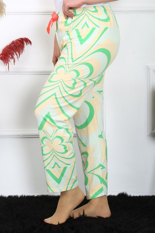 Moda Çizgi Kadın Pamuklu Büyük Beden Alt Pijama 27499 - 5