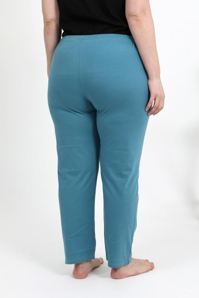 Moda Çizgi Kadın Pamuklu Büyük Beden Alt Pijama 27559 Petrol - Thumbnail