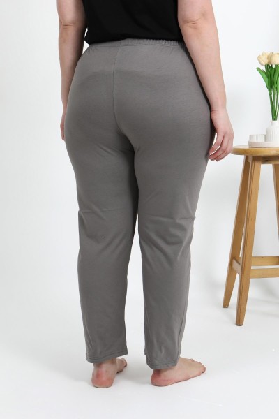 Moda Çizgi Kadın Pamuklu Büyük Beden Alt Pijama 27559 Vizon - Thumbnail