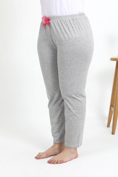 Moda Çizgi Kadın Pamuklu Büyük Beden Alt Pijama 27560 Gri - Thumbnail