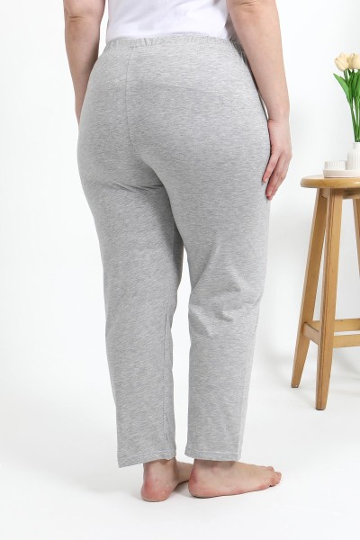 Moda Çizgi Kadın Pamuklu Büyük Beden Alt Pijama 27560 Gri - Thumbnail