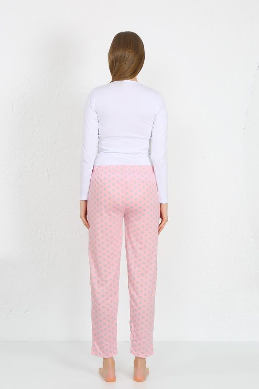 Moda Çizgi Kadın Pamuklu Cepli Tek Alt Pijama Pembe 27527 - 6