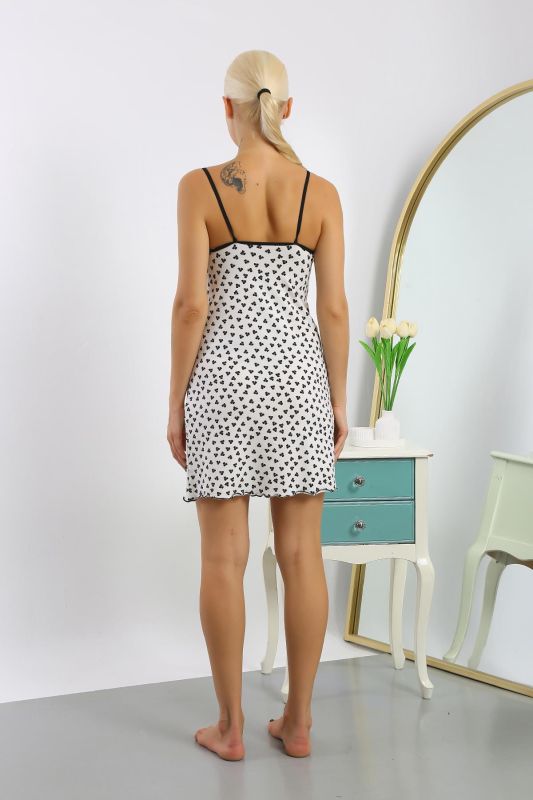 Moda Çizgi Kadın Penye Desenli İp Askılı Gecelik 36714 - 4