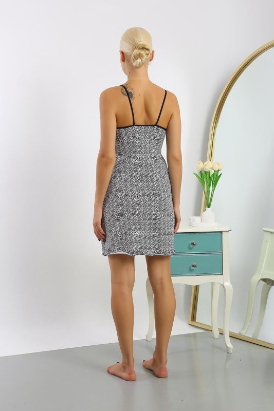 Moda Çizgi Kadın Penye Desenli İp Askılı Gecelik 36715 - 4