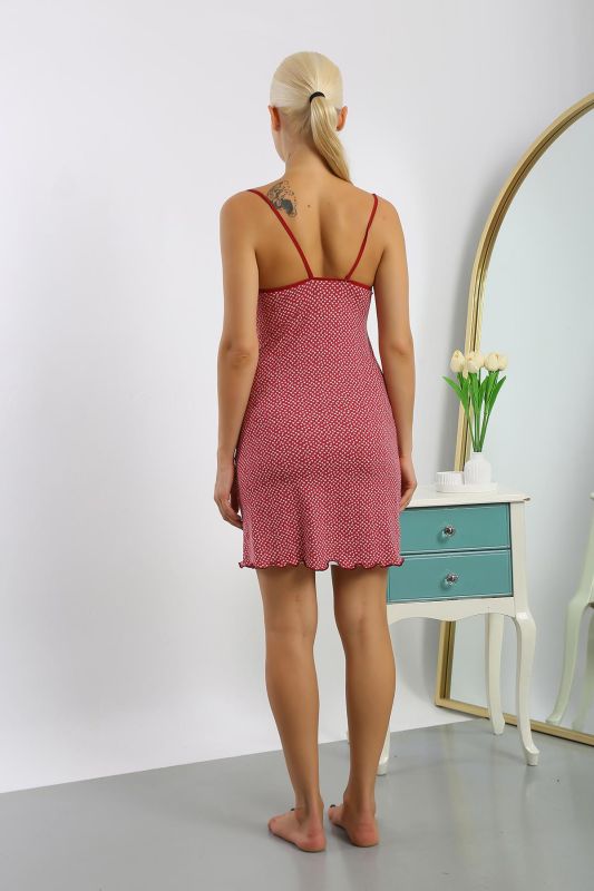 Moda Çizgi Kadın Penye Desenli İp Askılı Gecelik 36716 - 6