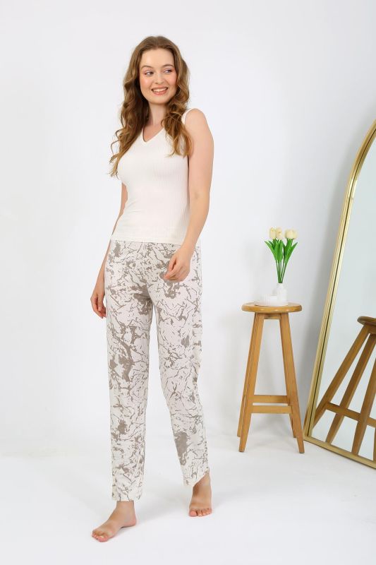 Moda Çizgi Kadın Penye Desenli Tek Alt Pijama 27529 - 1
