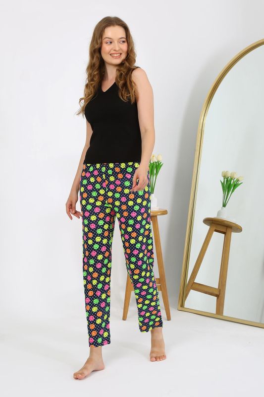 Moda Çizgi Kadın Penye Smile Desenli Tek Alt Pijama 27537 - 1