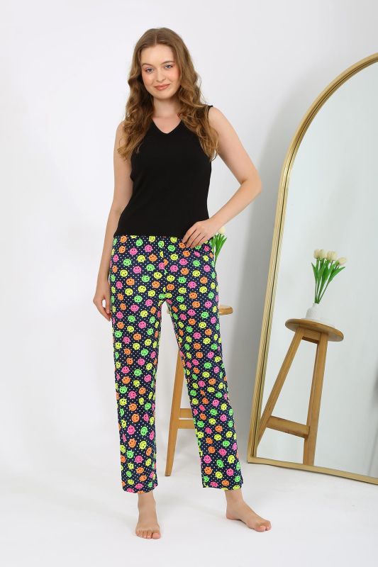 Moda Çizgi Kadın Penye Smile Desenli Tek Alt Pijama 27537 - 2