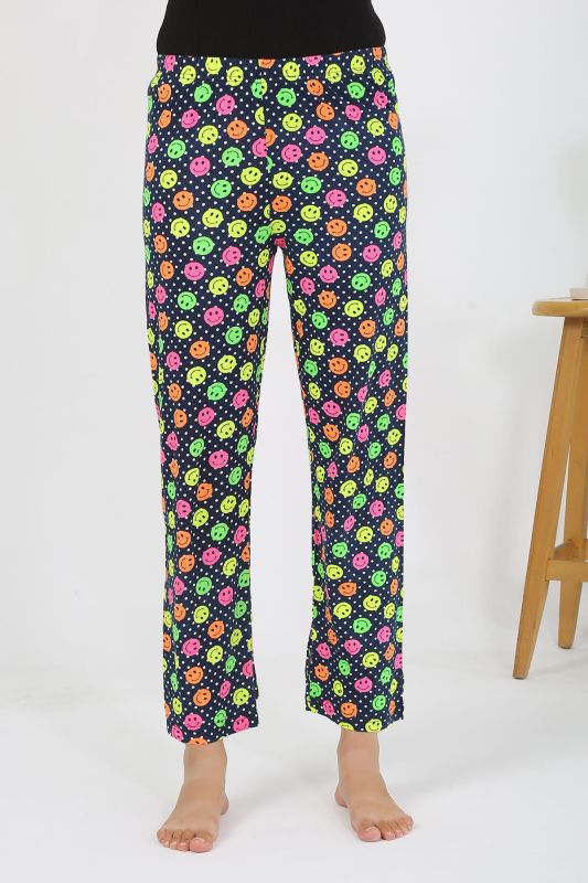 Moda Çizgi Kadın Penye Smile Desenli Tek Alt Pijama 27537 - 4