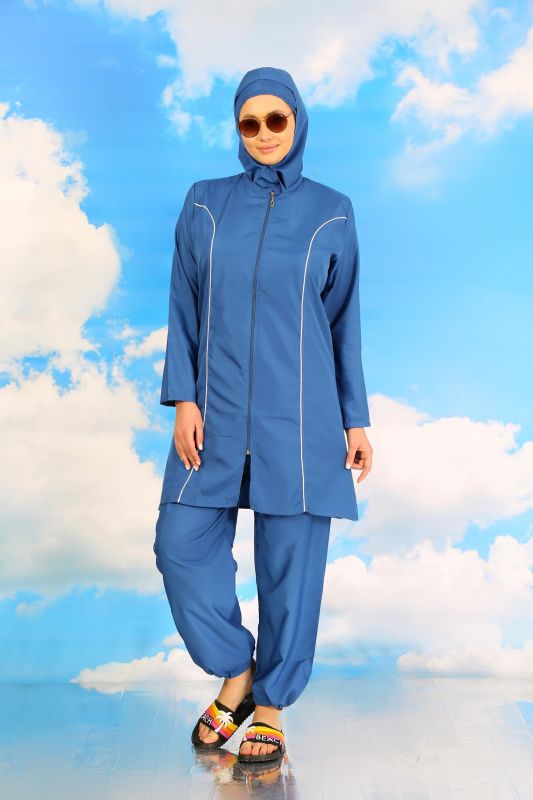 Moda Çizgi Kadın Tam Tesettür İndigo Mayo 31060 - 1