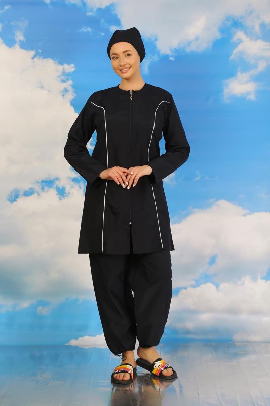 Moda Çizgi Kadın Tam Tesettür Lacivert Mayo 31060 - 2