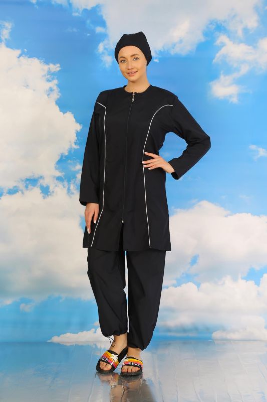 Moda Çizgi Kadın Tam Tesettür Lacivert Mayo 31060 - 4