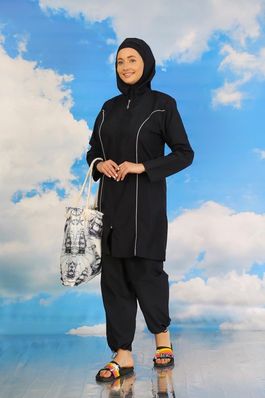 Moda Çizgi Kadın Tam Tesettür Lacivert Mayo 31060 - 6