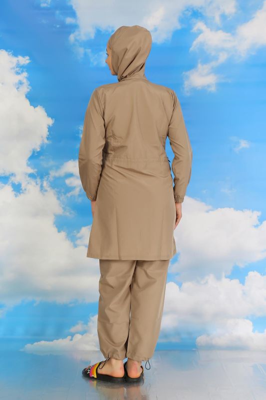 Moda Çizgi Kadın Tam Tesettür Mayo Bej 31061 - 5
