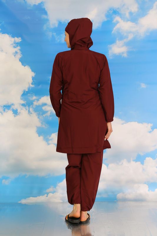Moda Çizgi Kadın Tam Tesettür Mayo Bordo 31061 - 4
