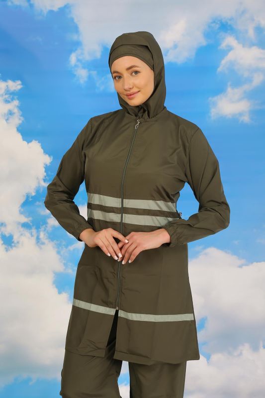 Moda Çizgi Kadın Tam Tesettür Mayo Haki 31061 - 1