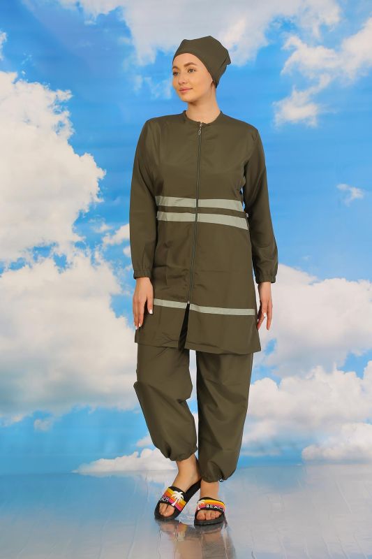 Moda Çizgi Kadın Tam Tesettür Mayo Haki 31061 - 2